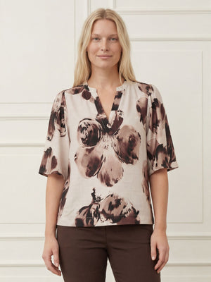 I SAY Naomi s/s Blouse Blouses N47 Aubergine Floral