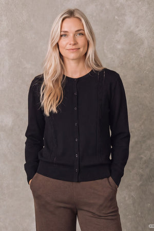 I SAY Netty Knit Cardigan Knitwear 900 Black