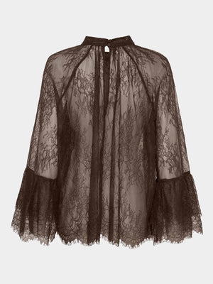 I SAY Nicole Lace Blouse Blouses 356 Dark brown