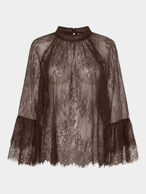 I SAY Nicole Lace Blouse Blouses 356 Dark brown