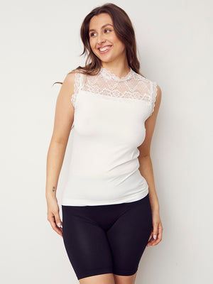 I SAY Nilla Highneck Top Basics 101 Broken White