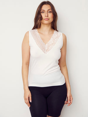I SAY Nilla V-Neck Top Basics 101 Broken White