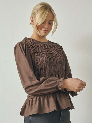 I SAY Noel Smock Blouse Blouses 356 Dark brown