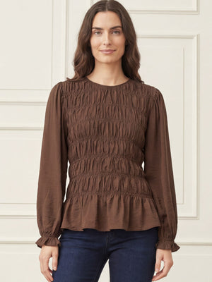 I SAY Noel Smock Blouse Blouses 356 Dark brown