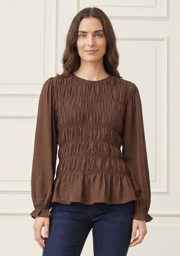 I SAY Noel Smock Blouse Blouses 356 Dark brown