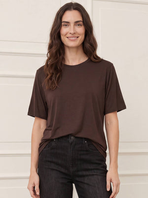 I SAY Nugga Basic O-Neck T-Shirt Basics 356 Dark brown