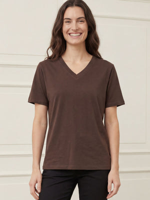 I SAY Nugga Basic V-Neck T-Shirt Basics 356 Dark brown
