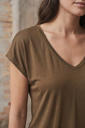 I SAY Nugga V-Neck T-Shirt Basics 314 Toffee