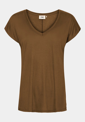I SAY Nugga V-Neck T-Shirt Basics 314 Toffee