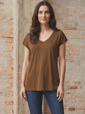 I SAY Nugga V-Neck T-Shirt Basics 314 Toffee