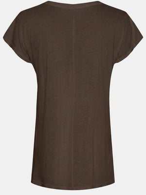 I SAY Nugga V-Neck T-Shirt Basics 356 Dark brown