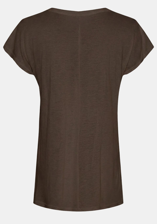 I SAY Nugga V-Neck T-Shirt Basics 356 Dark brown
