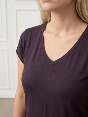 I SAY Nugga V-Neck T-Shirt Basics 419 Aubergine
