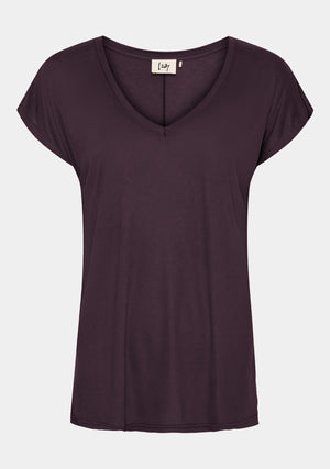 I SAY Nugga V-Neck T-Shirt Basics 419 Aubergine
