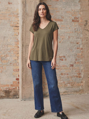 I SAY Nugga V-Neck T-Shirt Basics 885 Khaki