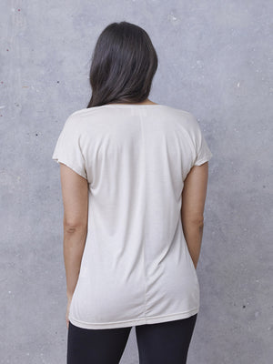 I SAY Nugga V-Neck T-Shirt Basics 112 Sand