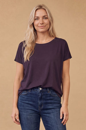 I SAY Nugga Viscose T-Shirt Basics 419 Aubergine