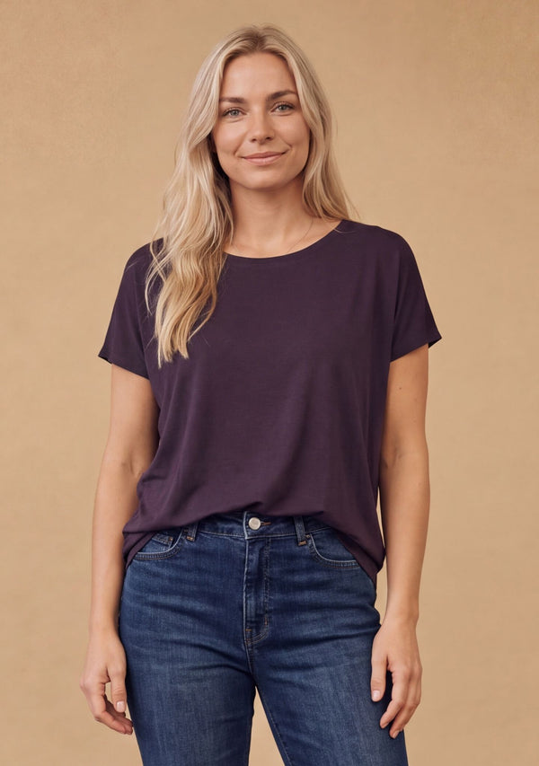I SAY Nugga Viscose T-Shirt Basics 419 Aubergine