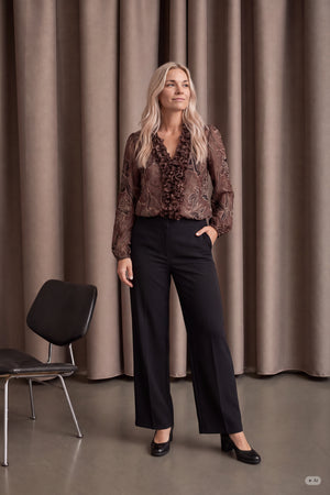 I SAY Obi Ruffle Blouse Blouses P14 Brown Flower