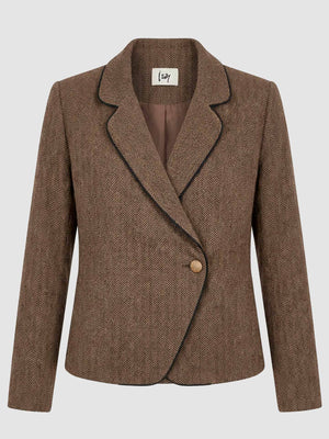 I SAY Oda Blazer Jackets N60 Brown Herringbone