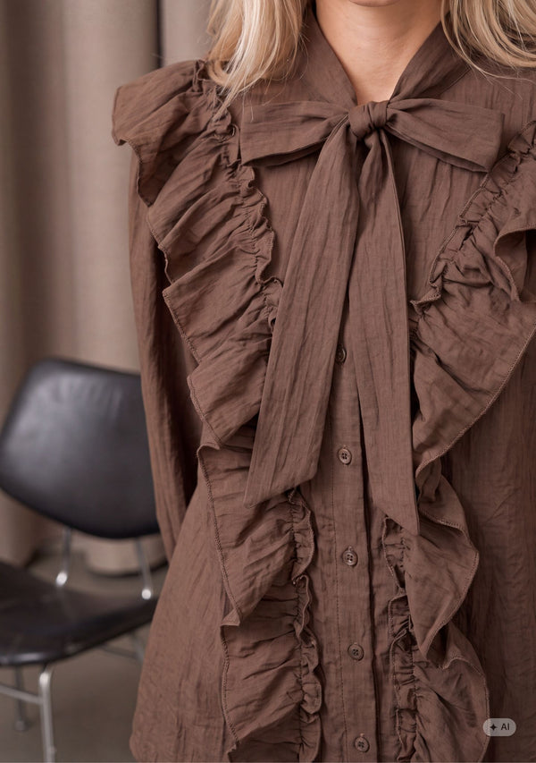 I SAY Olise Flounce Shirt Shirts 885 Khaki