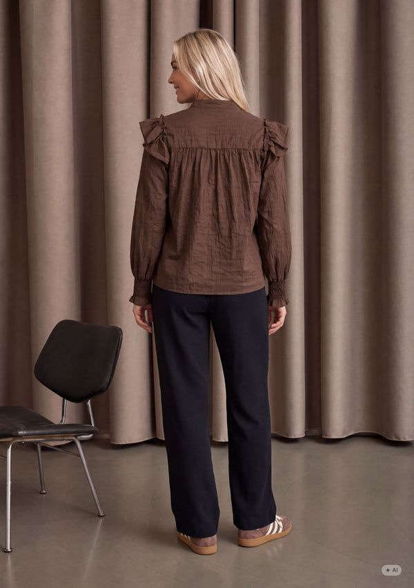 I SAY Olise Flounce Shirt Shirts 885 Khaki