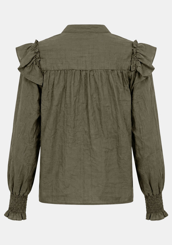 I SAY Olise Flounce Shirt Shirts 885 Khaki