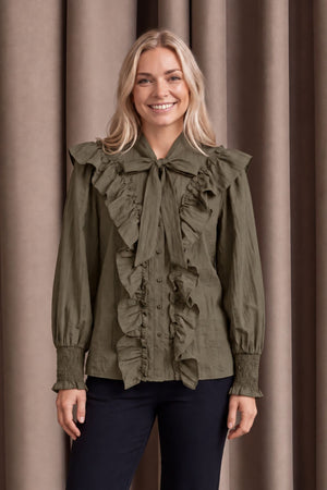 I SAY Olise Flounce Shirt Shirts 885 Khaki