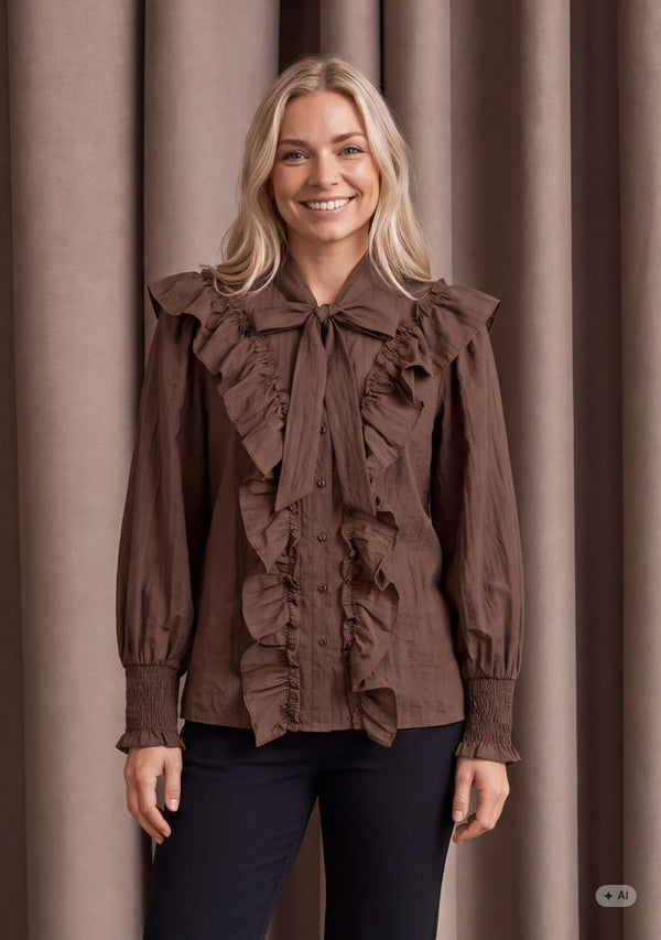 I SAY Olise Flounce Shirt Shirts 885 Khaki
