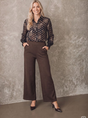 I SAY Osa Pant Pants 126 Brown Melange