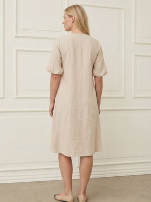 I SAY Pearl Baloon Sleeve Dress Dresses 112 Sand