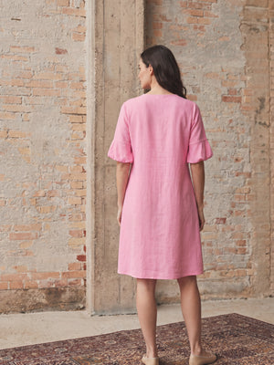 I SAY Pearl Baloon Sleeve Dress Dresses 550 Fresh Pink
