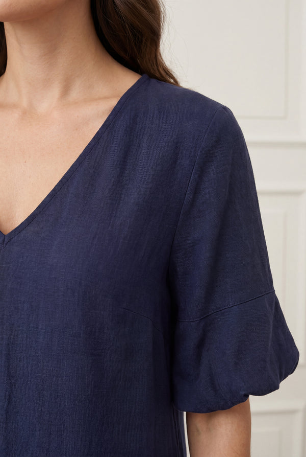 I SAY Pearl Baloon Sleeve Dress Dresses 640 Navy