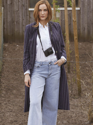 I SAY Pearl Coat Jackets M60 Denimblue Stripe