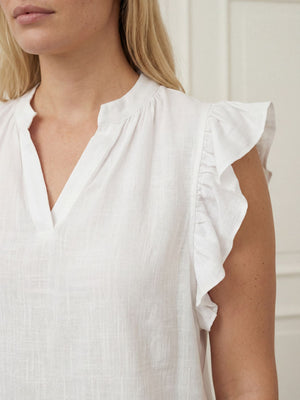 I SAY Pearl Flounce Top Tops 100 White