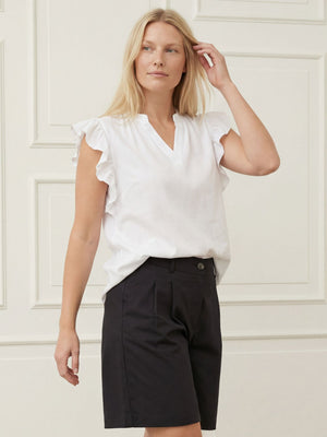 I SAY Pearl Flounce Top Tops 100 White