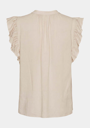 I SAY Pearl Flounce Top Tops 112 Sand