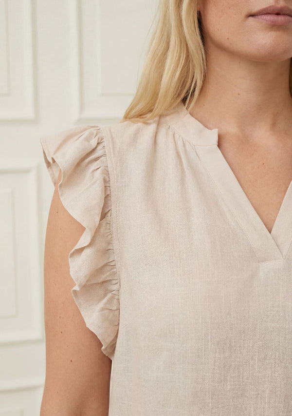 I SAY Pearl Flounce Top Tops 112 Sand