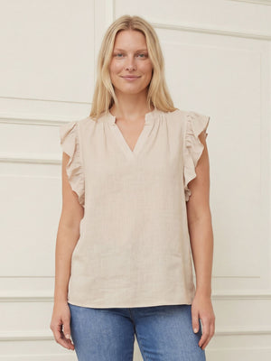 I SAY Pearl Flounce Top Tops 112 Sand