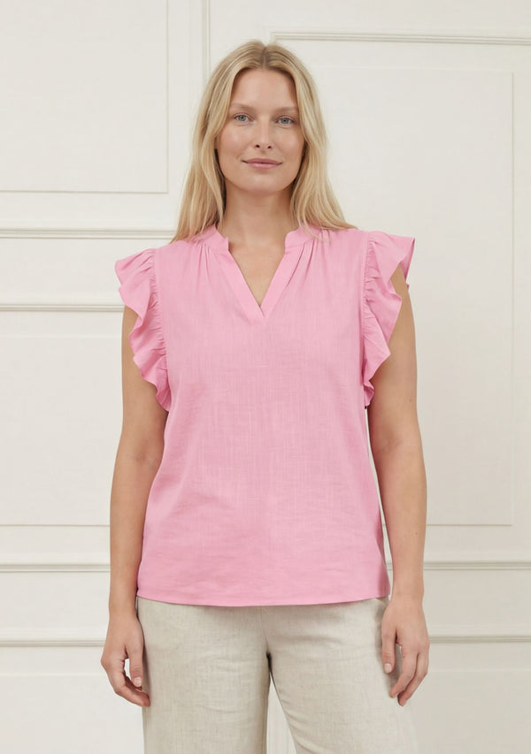 I SAY Pearl Flounce Top Tops 550 Fresh Pink