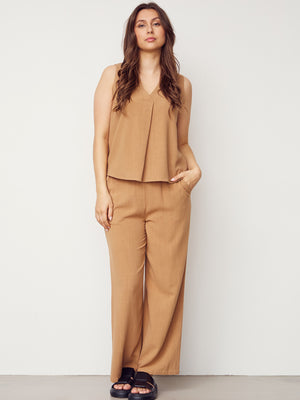 I SAY Pearl V-Neck Top Tops 321 Luxury Camel