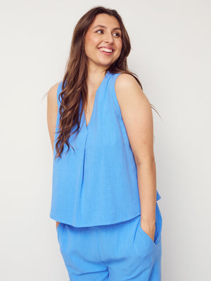 I SAY Pearl V-Neck Top Tops 645 Skyblue