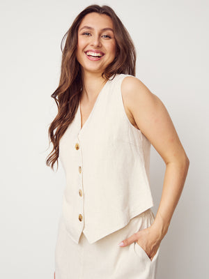 I SAY Pearl Waistcoat Vest 112 Sand