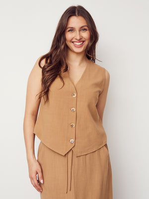 I SAY Pearl Waistcoat Vest 321 Luxury Camel