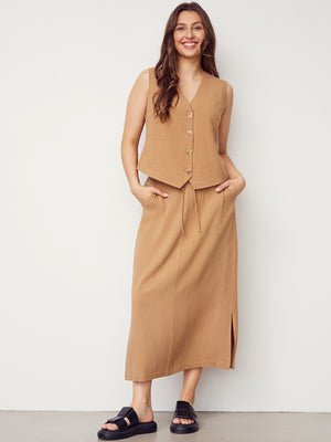 I SAY Pearl Waistcoat Vest 321 Luxury Camel