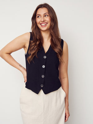 I SAY Pearl Waistcoat Vest 900 Black
