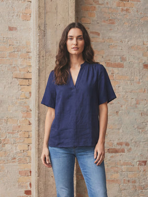 I SAY Pearl s/s Blouse Blouses 640 Navy