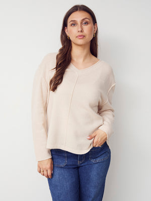 I SAY Robin V-Neck Pullover  Knitwear 146 Cream