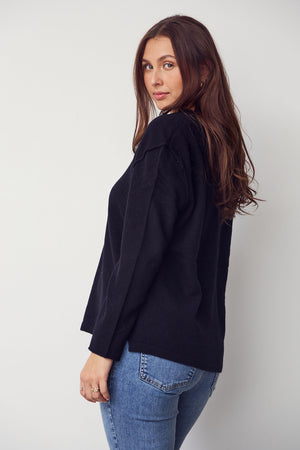 I SAY Robin V-Neck Pullover  Knitwear 900 Black