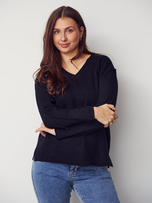 I SAY Robin V-Neck Pullover  Knitwear 900 Black